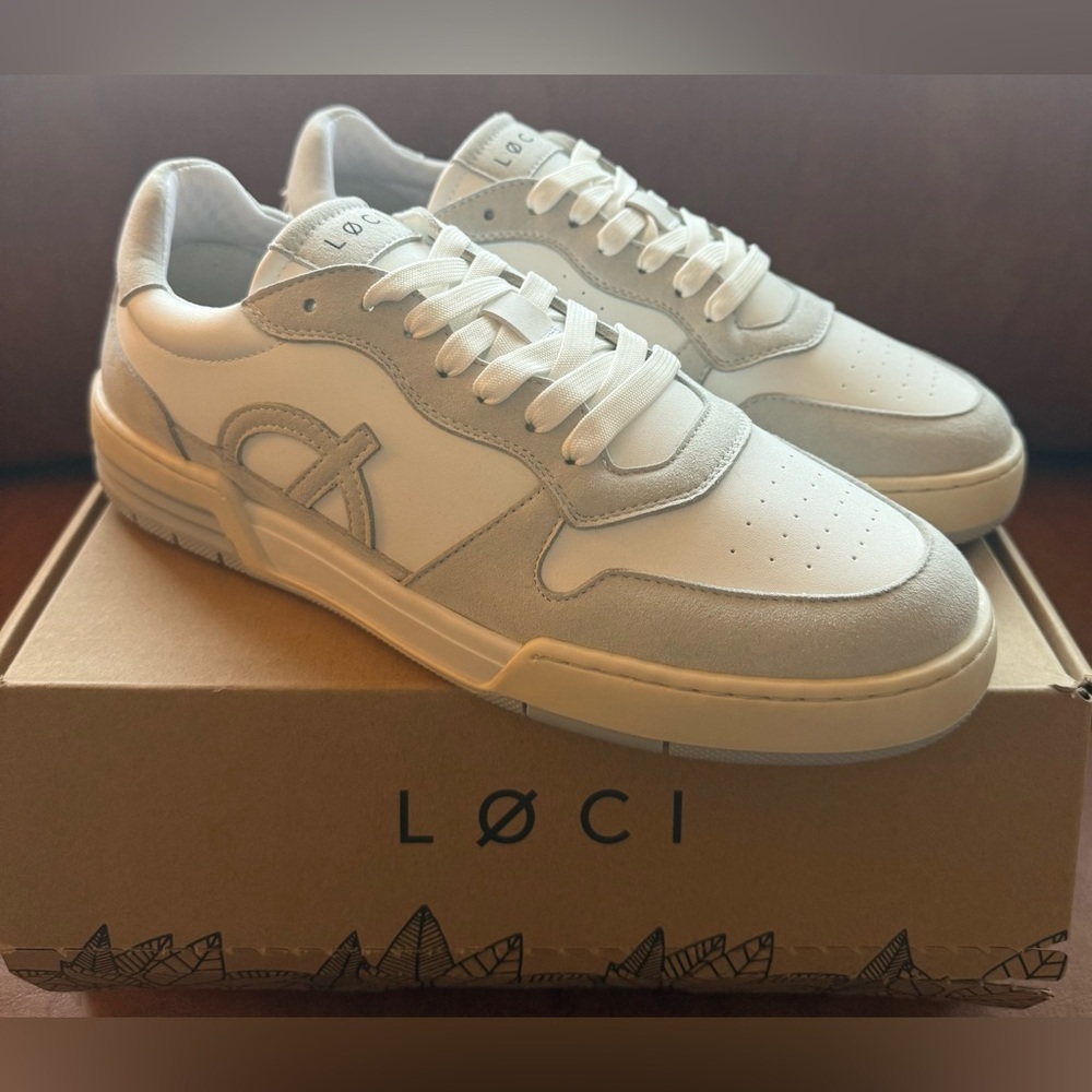 LØCI Atom Vegan Sneakers White Grey Cream Men 8.5–9 Women 11.5–12 EU 42 NWB - Picture 3 of 9